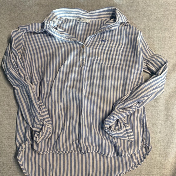 Hollister Tops - Hollister Blue and White Striped Shirt